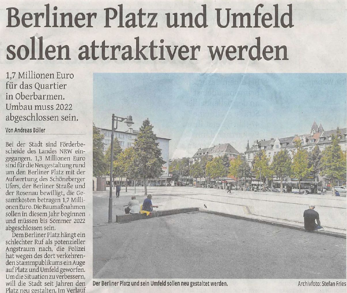 Pressebericht WZ – Berliner Platz und Umfeld sollen attraktiver werden